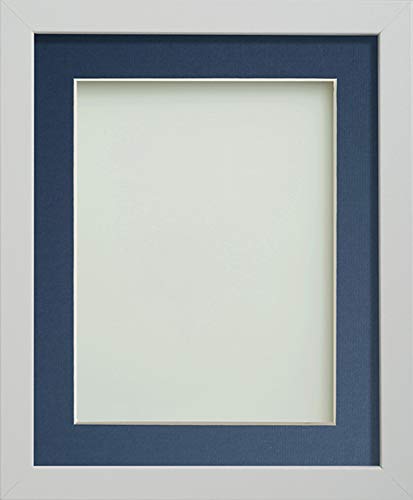 Frame Company Allington White Photo Frame with Blue Mount, 14x11 for A4, fitted with perspex