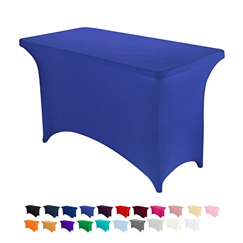 Peomeise 4FT Spandex Table Cover Rectangular Stretch Spandex Tablecloth (Royal Blue,4FT)