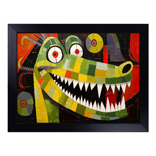 Lap Tray with Bean Bag Cushion, Crocodile Constructivism - Handmade in the UK, Raised Wooden Edge, Padded Cushion, Heat-Resistant Wipe-Clean Surface, for Meals, Laptops and Crafts