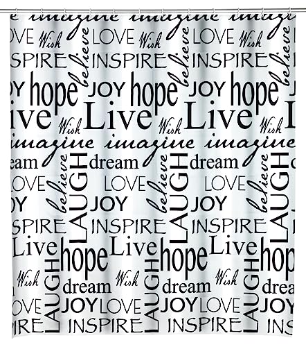 WENKO Live shower curtain, recycled plastic film (PEVA) curtain, for shower and bath, waterproof, 180 x 200 cm, incl. 12 shower curtain rings