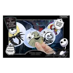 Paladone Nightmare Before Christmas String Lights - Officially Licensed Disney Fairy Lights with Glow in The Dark Jack Skellington Stickers, Spooky Bedroom Decor