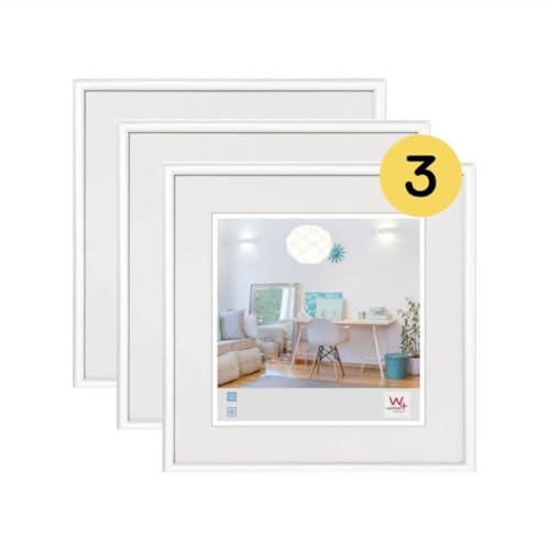 walther Design Picture Frame White 20 x 20 cm 3-Pack, New Lifestyle Plastic Frame KV220W3