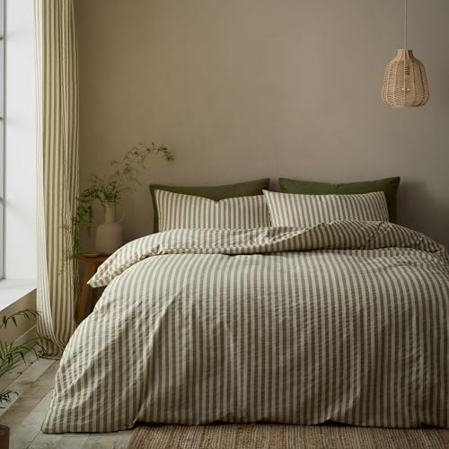 Pineapple Elephant Cotton Rich Woven Stripe King Duvet Cover Set with Pillowcases Green