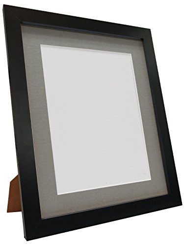 Q7 Picture Photo Frame, Black with Dark Grey Mount, 18 x 12 Image Size 14 x 8 Inch