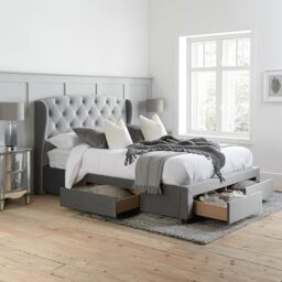 Birlea, 150cm Hope Fabric Bed, Grey Velvet