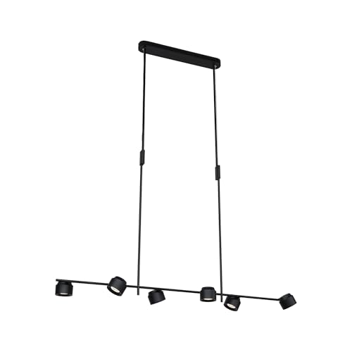 Paulmann 79774 LED Pendant Light Puric Pane Effect 6 x 400 lm 3-Step Dim Height Adjustable Dimmable Pendant Light Black Metal 2700 K