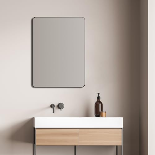 Talos Picasso Design Mirror Black 60 x 80 cm Aluminium Frame for Timeless Ambience Perfect Bathroom Mirror and Wall Mirror