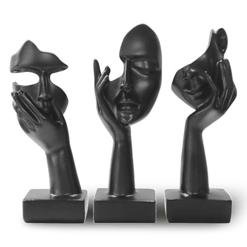 aboxoo 3 Pcs Thinker Statue, No Hear No See No Speak Resin Figurines - Silence is gold abstract art figurines,Modern resin sculptures for living room, home, office study