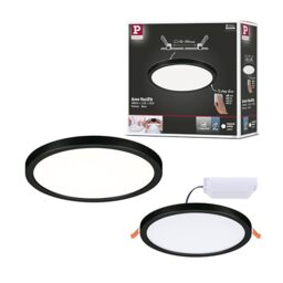 Paulmann 79965 recessed LED panel Areo IP44 175mm round 3-Step-Dim incl. 1x13W dimmable Daylight white Black Plastic Lighting system 4000K