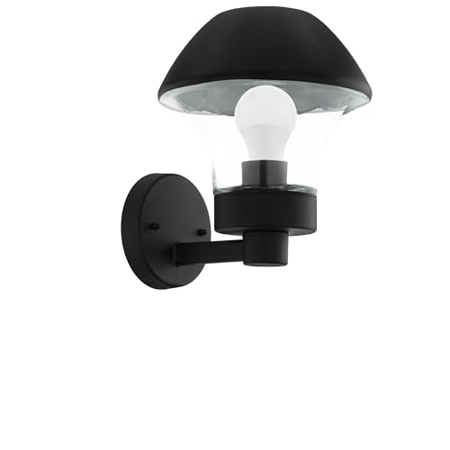 Eglo Smart Home LED Wall Lamp Verlucca-C, Outdoor Wall Light, Galvanised Steel Exterior Lamp in Black, Clear and Black Glass, Outdoor Lamp with E27 Socket, IP44
