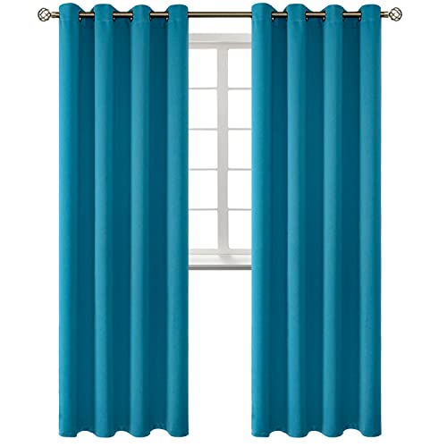 BGment Blackout Curtains - Grommet Thermal Insulated Room Darkening Bedroom and Living Room Curtains, Set of 2 Panels (52 x 95 Inch, Peacock Blue)