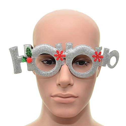 SHATCHI Silver Hoo-Ho Christmas Party Glasses Fancy Xmas Dress Novelty Party Accessories Supplies Selfie Photo Props Bag Stocking Fillers, One Size, 15669-CHRISTMAS-GLASSES-1PCS