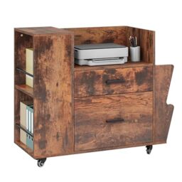 YITAHOME Rolling Filing Cabinet with Side Racks & 4 Wheels, Brown