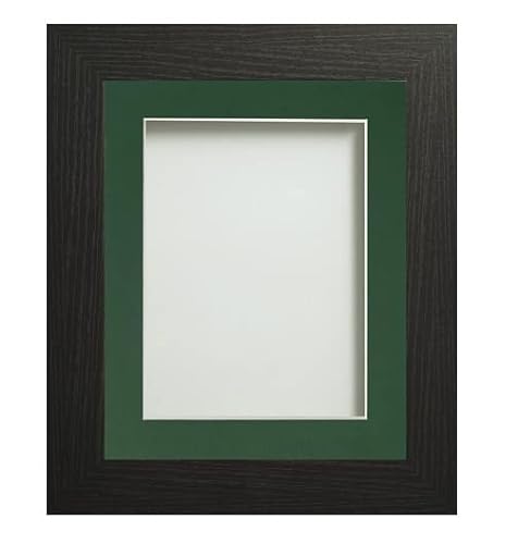 Frame Company Watson Black Picture Photo Frame fitted with Perspex, 16x12 inch with Bottle Green Mount for image size 13x9 inch