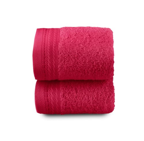 Top Towel - Premium - Large Bath Towels - Bath Towels - 2 Face Towels or Bidet -30x50cm - 100% Cotton - 600g - Fuscia