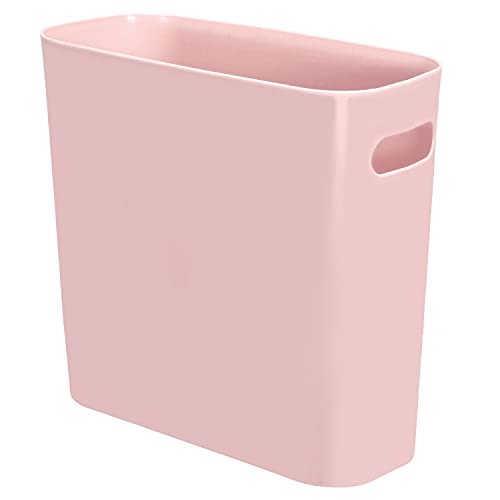 Youngever 5.5L Slim Trash Can, Re-usable 5.5L Plastic Garbage Container Bin, Small Trash Bin with Handles for Home Office, Living Room, Study Room, Kitchen, Bathroom (Pink)