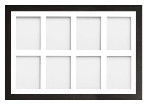 Frame Company Watson Multi Aperture Range Black Photo Picture Frame, 30x20 for 8x6 (x8) *Choice of Sizes* Fitted with Perspex