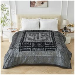 GC GAVENO CAVAILIA Greek Key Sherpa Fleece Blanket Faux Fur King Size Throw