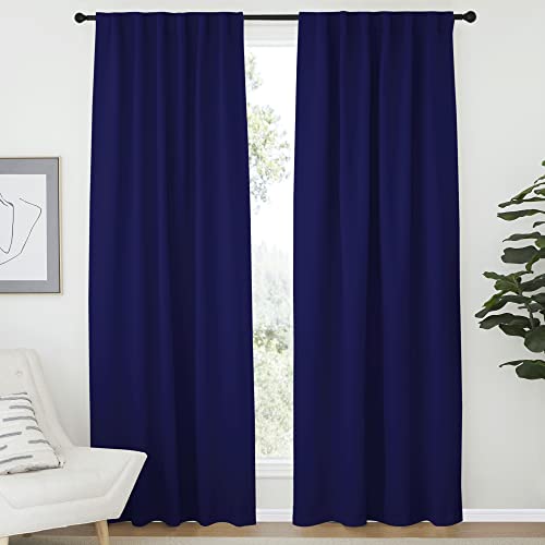 NICETOWN Vertical Blinds Window Curtain Panels - (Navy Blue Color) 52 by 84 Inches, Set of 2 Panels, Energy Saving Blackout Curtains for Nursery