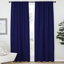 NICETOWN Vertical Blinds Window Curtain Panels - (Navy Blue Color) 52 by 84 Inches, Set of 2 Panels, Energy Saving Blackout Curtains for Nursery