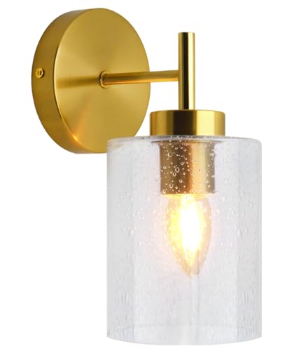 Antique Brass Wall Light Bubble Glass Lamp Shade Cylindrical Transparent Glass H3127-F