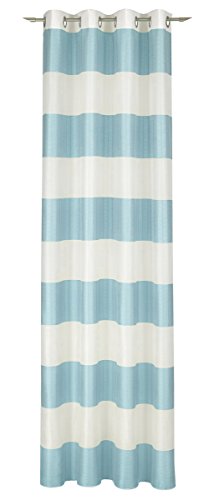 Deko Trends Savanna 6237094 50 Fabric White/türikis Eyelet Curtain 245 x 144 cm