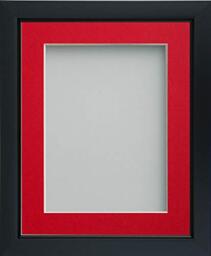 Frame Company Ainsworth Range Black 9x7 inch Picture Photo Frame with Red Mount for Image 7x5 inch * Choice of Sizes* Fitted with Real Glass