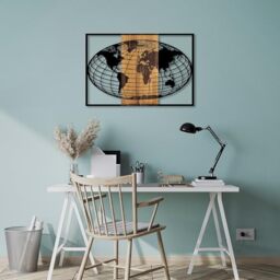 Elegant Decorative Wooden Wall Accessory, Black & Walnut, 87 x 3 x 58 cm, 50% Wood (3 cm) & 50% Metal (1.5 mm), Unique Design for Stylish Home Decor