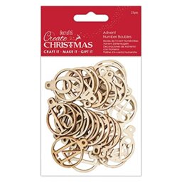 Create Christmas Advent Number Baubles, 25 Pack Natural, Make Your Own DIY Christmas Advent Calendar, Family Craft, Countdown to Christmas, Crafts Accessories