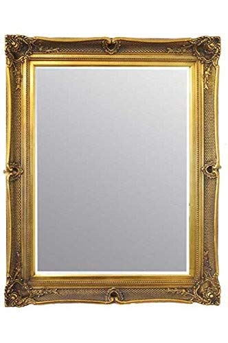 Very Large and Imposing Fabulous ANTIQUE GOLD Overmantle or Wall Mirror with Deep Ornate Frame and complete with Premium Quality Pilkington's Glass - Overall Size: 42 inches x 52 inches (107cm x 132cm)