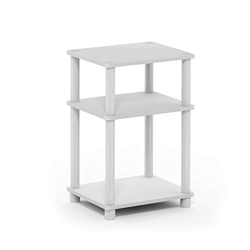 Furinno JUST Side Table, 3-Tier End Table, Open Shelves Night Stand, Bedside Table, Toolless Assembly, for Living Room, Bedroom, White(Espresso)