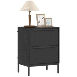 HOMCOM Chest of Drawers with 2 Fabric Drawers, Aluminium Handles, Black