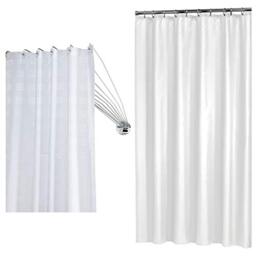 Sealskin Umbrella Shower Curtain Rail Corner, Stainless Steel, Chrome, 80 x 155 x 5 cm Madeira Shower Curtain,Polyester, White, 180 x 200 cm