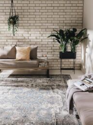 Benuta Nest Indoor & Outdoor Rug Artis Grey 120 x 180 cm Durable for Balcony Patio Garden Kitchen Rug & Living Room Rug Botanical Floral Shabby Chic Vintage Abstract