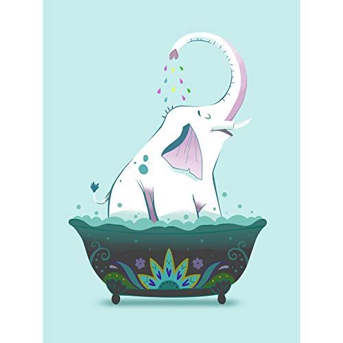 Wee Blue Coo Elephant Shower Wall Large Art Print Poster Wall Decor 18x24 inch