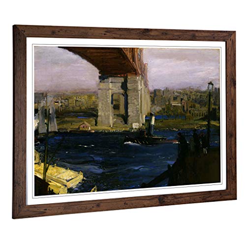 Big Box Art Framed Print of George Bellows Blackwell Island Bridge Design - Wall Art Picture - Home Decor for Kitchen, Living Room, Bedroom, Hallway, Walnut, A2 / 24.5x18 Inch / 62x45cm