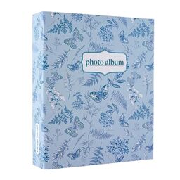 Grupo Erik Large Photo Album - Blue Botany - Slip In Photo Albums 304 Pockets, 13x20 cm, Memory Book - Family Gifts Under 15 Pounds, Gifts For Women & For Men