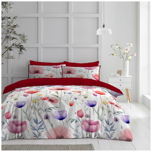 GC GAVENO CAVAILIA Botanical Leaves Pattern Double Duvet Cover Set with Matching Pillowcases - Easy Care Reversible Floral Comforter Bedding Set - Soft Breathable Polyester Long-Lasting Bed Linen