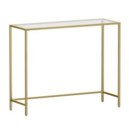 VASAGLE Console Table, Tempered Glass Table Top, Metal Frame, Heavy Duty, Adjustable Legs, for Living Room, Entryway, Hallway, Gold LGT26G