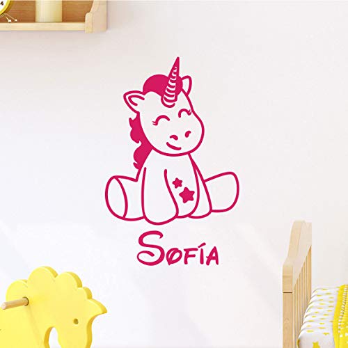 Personalised Name Stickers - Personalised Name Sticker – Children's Room Wall Decoration - 2 Sheets of 25 x 20 cm and 40 x 25 cm – Fuchsia