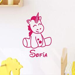 Personalised Name Stickers - Personalised Name Sticker – Children's Room Wall Decoration - 2 Sheets of 25 x 20 cm and 40 x 25 cm – Fuchsia