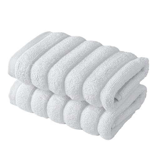 BERIBO Cloud Turkish Towel Set 100% Cotton 620gsm (Alpine White, 2 Face Flannels)