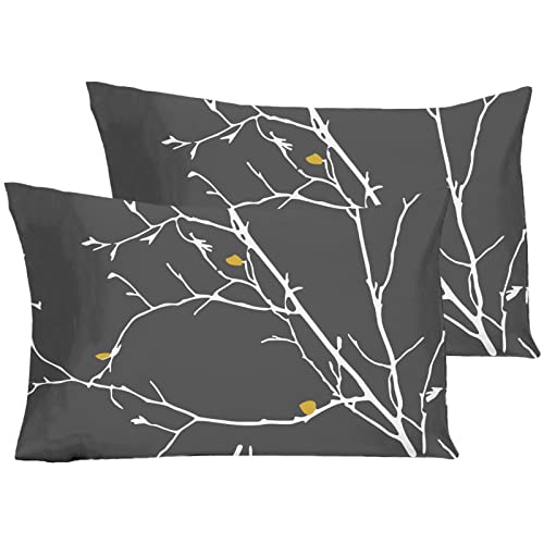 "YIYEA Standard Pillow Cases Set of 2, Ultra Soft Double Brushed Microfiber Pillowcases Standard, Floral Bed Pillow Covers, Fade Resistant, Easy Slip-On (20""x26"")"