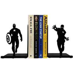 HeavenlyKraft Superhero Bookends - Decorative Bookends for shelves - Non-Skid Book Holders for Shelves, Table - Unique Home/Office Decor - Heavy Bookends- Metal Book ends- 7x5.5x4 Inches Each