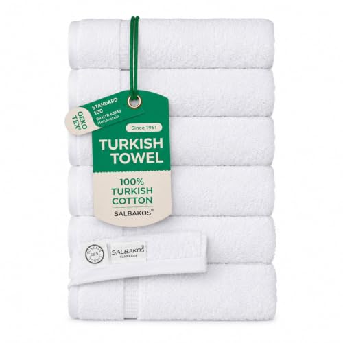 SALBAKOS Luxury Hotel and Spa Turkish Cotton Eco-Friendly Hand Towel Set Hand Towel 6 Pieces White