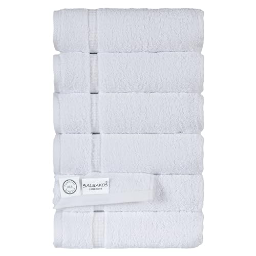 SALBAKOS Luxury Hotel and Spa Turkish Cotton Eco-Friendly Hand Towel Set Hand Towel 6 Pieces White