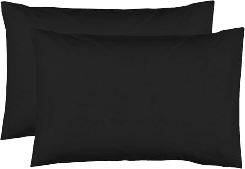 2 Pillowcases 50 x 70 cm – Black – 100% Cotton 57 Thread Count