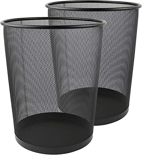 Zuvo Metal Wire Mesh Waste Paper Basket - Square Trash Can for Office, Home, Kitchen, Bedroom, and Other Places, Durable, Breathable, and Strong, Eliminates Bad Oder from Accumulating, Black