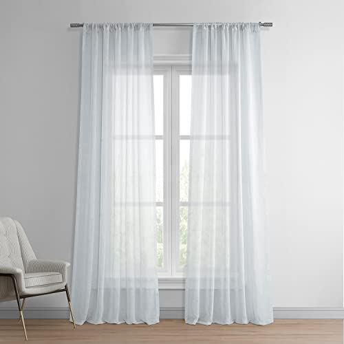 HPD Half Price Drapes Solid Sheer Curtains For Living Room Linen Texture 50 X 84 (1 Panel), SHCH-SS07161-84, Aspen White