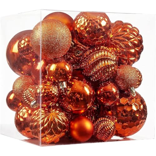 Christmas Balls Ornaments -36pcs Shatterproof Christmas Tree Decorations with Hanging Loop for Xmas Tree Wedding Holiday Party Home Decor,6 Styles in 3 Sizes(Orange)